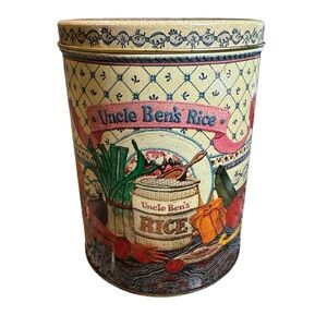 Uncle Ben's Rice Vintage 1987 Tin Jar Container Canister